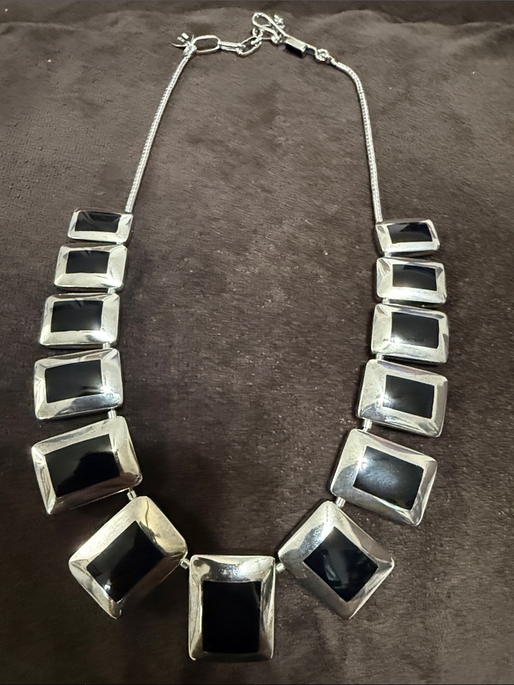 Classic Black onyx Statement Necklace - Elegant 925 Silver sterling 18 inches